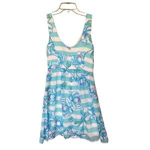 Lilly Pulitzer Womens Shorely Blue Tossing The Line Posey Mini Dress Size 4